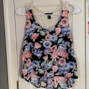 Forever 21 floral racer back lace tank